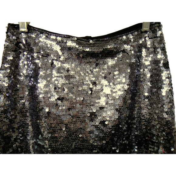 Eleanor P Brenner Sequined Short Pencil Skirt Black Pewter Fully Lined Sz M - Picture 2 of 4